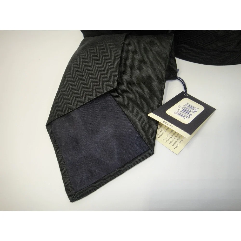 Polo Ralph Lauren Black Herringbone Silk Tie NWT Made in USA Pony Logo